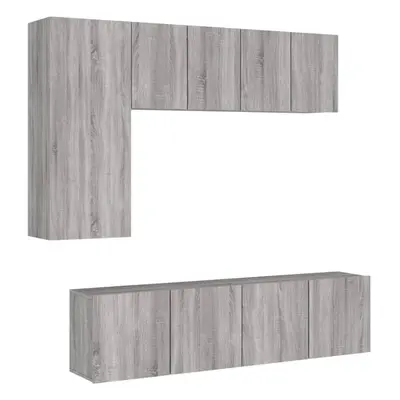 (grey sonoma) vidaXL TV Wall Units Piece Floating TV Wall Unit TV Stand Engineered Wood