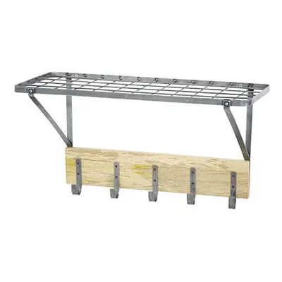 Industrial Kitchen Wall-Mounted Shelf with Hooks