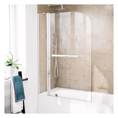 1000mm Curved Glass Bath Screen Swing Door & Towel Bar Chrome | Athens