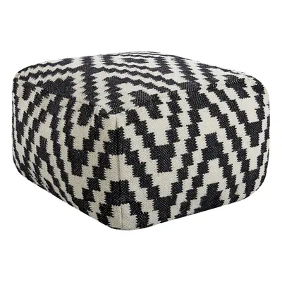 Wool Pouffe Black and White KNIDOS