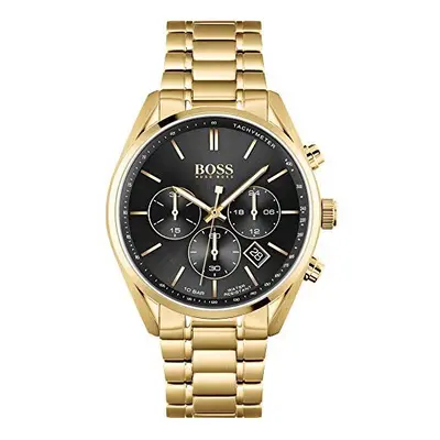 BOSS Chronograph Quartz Watch for Men with Gold Coloured Stainless Steel Bracelet