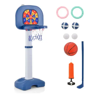 4-In-1 Kids Basketball Hoop Stand Ring Toss Sticky Ball Golf Play Set