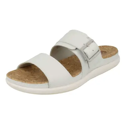 (UK 3, White) Ladies Clarks Cloudsteppers Mule Sandals Step June Tide - D Fit