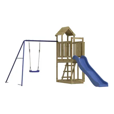 (solid impregnated pinewood) vidaXL Outdoor Playset Wooden Playground Set Kids Swing Set Solid W