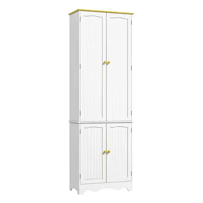 HOMCOM Freestanding Kitchen Cupboard 4-Door Storage Cabinet w/ Shelves, White