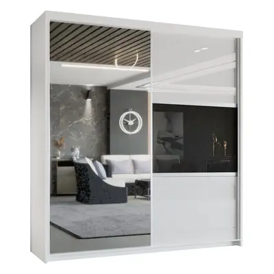 (White , cm ) MN FURNITURE Hatan HighGloss Sliding Door wardrobe