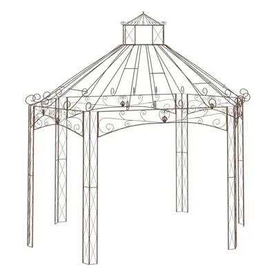 vidaXL Garden Pavilion Antique Brown 400x258x378 cm Iron Arch Arbour Pergola