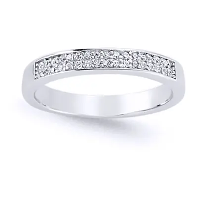 (O) Jewelco London Ladies Rhodium Plated Sterling Silver Cubic Zirconia Row Pave Eternity Ring