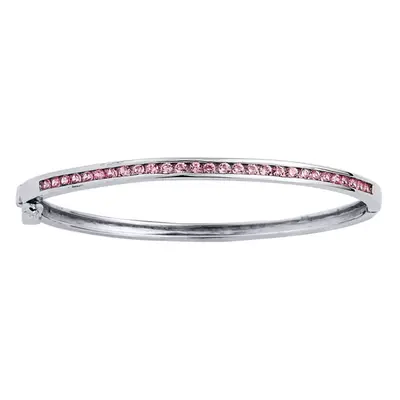 Jewelco London Girls Sterling Silver Pink Cubic Zirconia Eternity Baby Bangle Bracelet - GVG064P