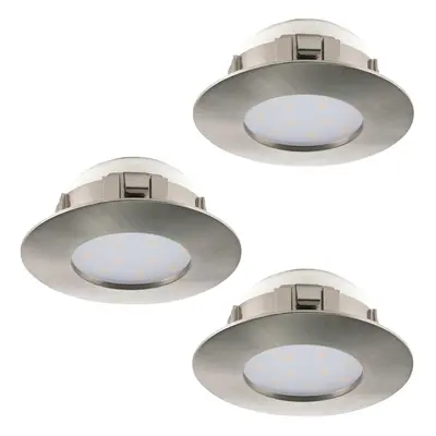 3 PACK Flush Ceiling Downlight Round Satin Nickel Plastic 6W Built in LED