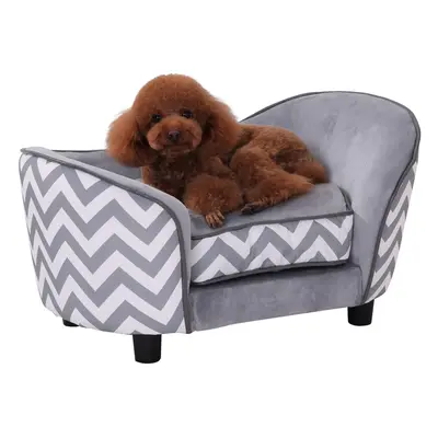 PawHut Dog Sofa Pet Couch for Dogs w/ Removable Sponge Padded Cushion - Grey