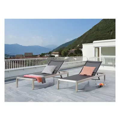 Garden Furniture - Sun Lounger - Aluminium Outdoor Furniture - Sun Bed - Black - FOSSATO