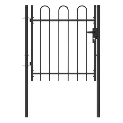 vidaXL Fence Gate Single Door with Arched Top Steel 1x1m Black Garden Barrier