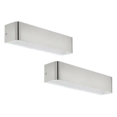 2 PACK Wall Light Satin Nickel Front Cover Oblong Box Structure LED 12W Inc