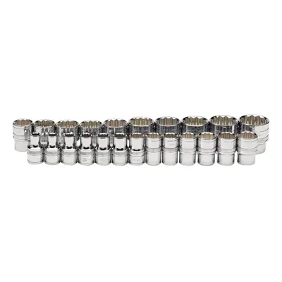 Loose Metric Socket Set, 1/2"" Sq. Dr., Polished Chrome (23 Piece)