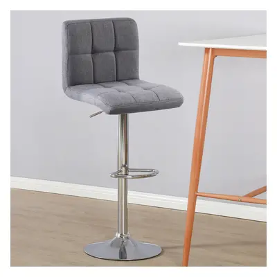 (Fabric Grey) Charles Jacobs Cube Style Adjustable Breakfast Bar Stool with Footrest