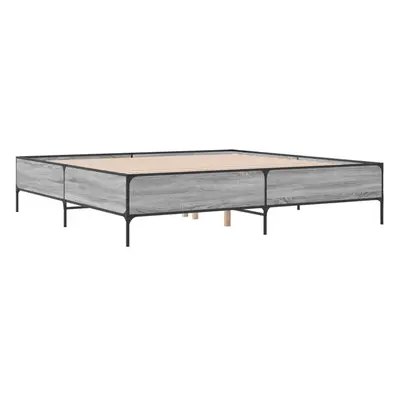 (grey sonoma, x cm) vidaXL Bed Frame Home Bed Base Mattress Foundation Engineered Wood and Metal