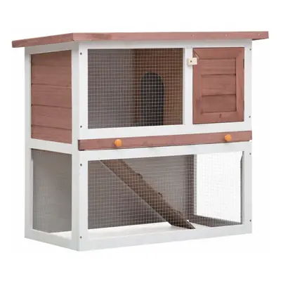 vidaXL Outdoor Rabbit Hutch Door Brown Wood Pet House Habitat Cage Carrier