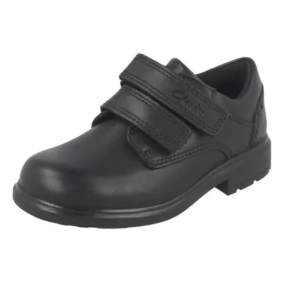 (UK 6.5 Infant, Black) Boys Clarks Double Strap School Shoes Remi Pace - H Fit