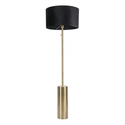 ValueLights Lexy Black Velvet Shade with Gold Dimmable Floor Lamp