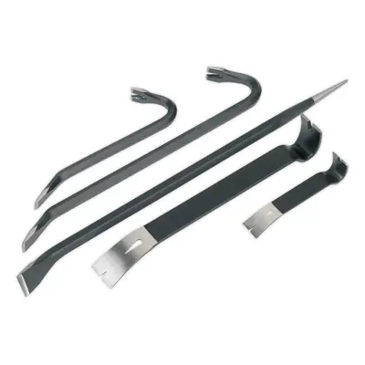 5 Piece Wrecking Bar Set - Flat & Hex Steel Pry Bars - Chisel & Swan Neck Bars