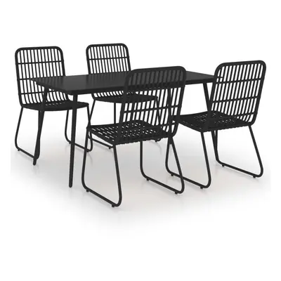 vidaXL Outdoor Dining Set Piece Poly Rattan and Glass Furniture Chair Table