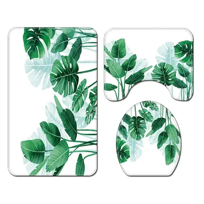 (B) 180x180cm Plantain Turtle Leaf Waterproof Shower Curtain 3/4PCS Bathroom Odorless Non-toxic 