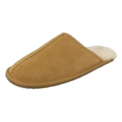 (UK 7, Tan (Brown)) Mens Clarks Mule Slippers Crackling Fire - G Fit