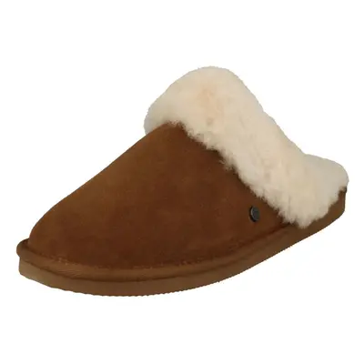 (UK 3-3.5, Camel (Brown)) Ladies Padders Sheepskin Mule Slippers Cosy - EE Fit