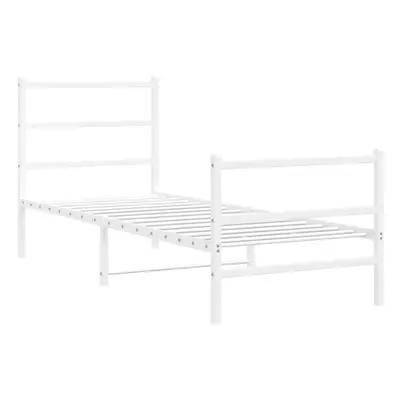 vidaXL Metal Bed Frame with Headboard and Footboard Bed BaseÃÂ White 80x200 cm