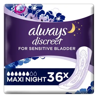 Always Discreet Incontinence Pads for Women, Maxi Night Pads, Highest Absorbency Pads