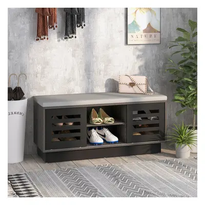 Wooden Shoe Bench Shoe Storage Cabinet Organizer Stool W/ Adjustable Shelves