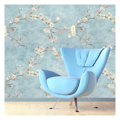 (Blue) 5M Non-Woven Wallpaper Self-Adhesive Bedroom Warm Dormitory Tv Background Wall Decoration