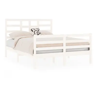 (white, x cm) vidaXL Bed Frame Bed Base Bedstead Bedroom Mattress Foundation Solid Wood