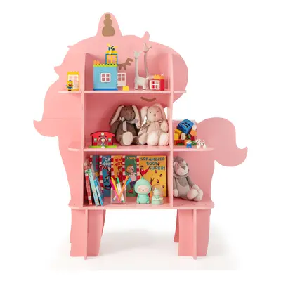 3-Tier Unicorn Kids Bookcase Toy Storage for Kids Room Kindergarten