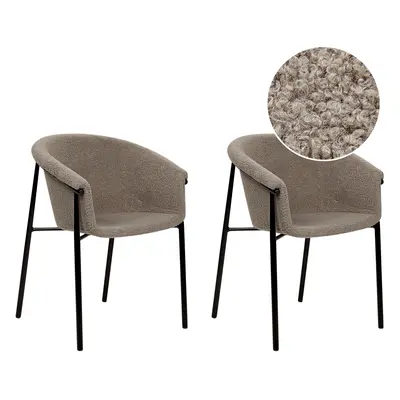 Set of Dining Chairs AMES Boucle Taupe