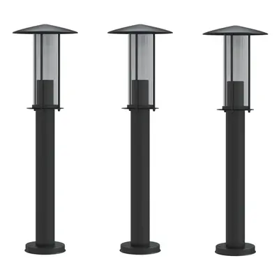 (black, cm/ pcs) vidaXL Outdoor Floor Lamps Garden Standing Lamp 3pcs Black Stainless Steel