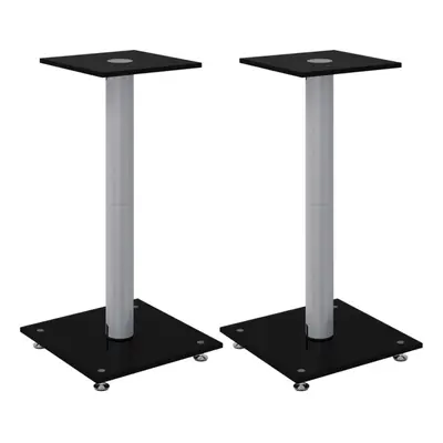 (black and silver) vidaXL Speaker Stands Speaker Floor Stand pcs Tempered Glass Pillar Design