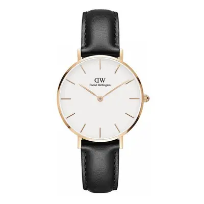 Daniel Wellington DW00100174 Black Leather Watch Steel Pink Gold Woman