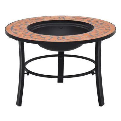 vidaXl Mosaic Fire Pit Terracotta 68cm Ceramic Tile Firepit Garden BBQ Stove