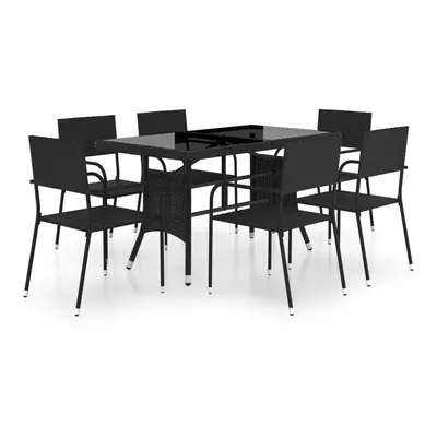 vidaXL Garden Dining Set Piece Poly Rattan Black Table and Chairs Outdoor