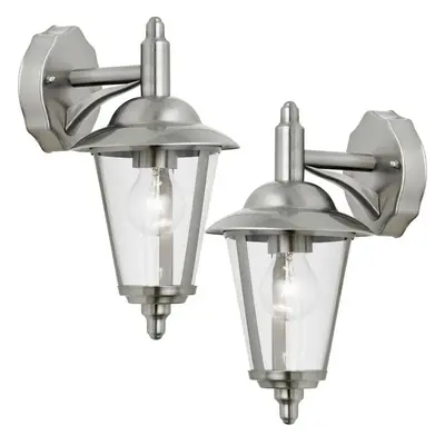 2 PACK IP44 Outdoor Wall Lamp Stainless Steel Traditional Lantern Porch Hang