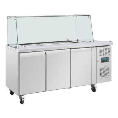 Polar U-Series GN Saladette Counter with Square Sneeze Guard Door