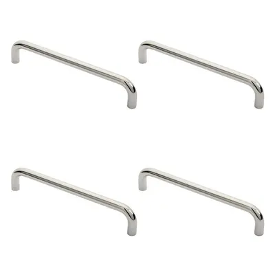 4x Round D Bar Pull Handle x 19mm 300mm Fixing Centres Bright Steel