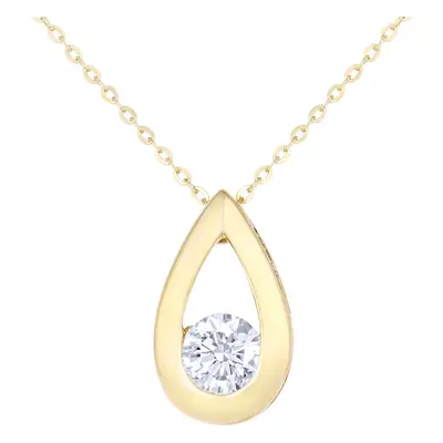 Jewelco London 9ct Yellow Gold Round 1/3ct Diamond Solitaire Pendant Necklace inch 46cm - PP0AXL