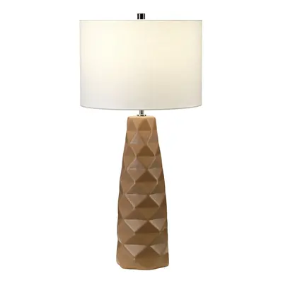 Table Lamp Geometric Shape Finial Cream Shade Vintage Caramel LED E27 60W