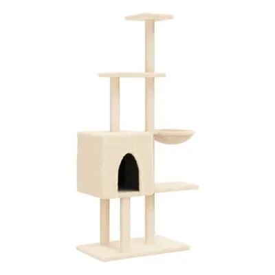 (cream) vidaXL Cat Tree with Sisal Scratching Posts Cat Scratch Tower Climbing Tree