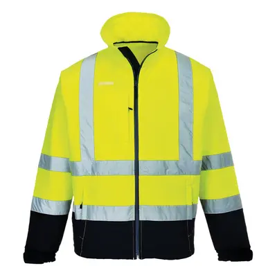 (Yellow/Navy, L) Portwest Hi-Vis Contrast Softshell (3L)