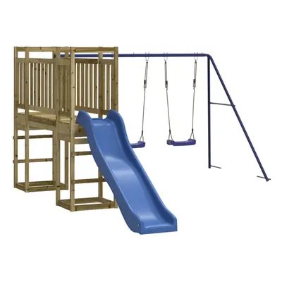 (solid impregnated pinewood) vidaXL Outdoor Playset Wooden Playground Set Kids Swing Set Solid W