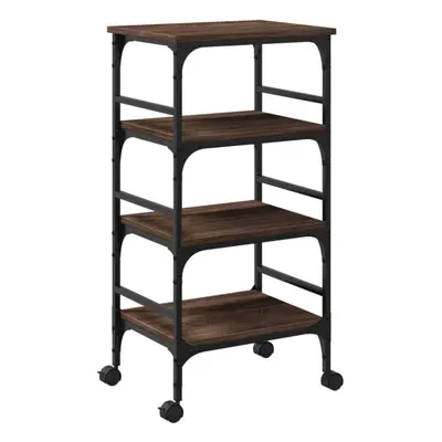 vidaXL Kitchen Trolley Rolling Cart Storage Cart Brown Oak Engineered Wood